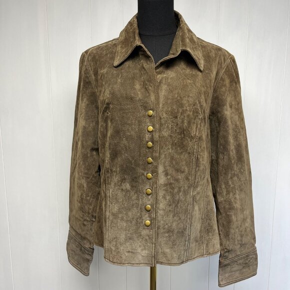 Coldwater Creek Womens Suede  Jacket Size Large, Snaps, Fitted, Vintage - Picture 1 of 12